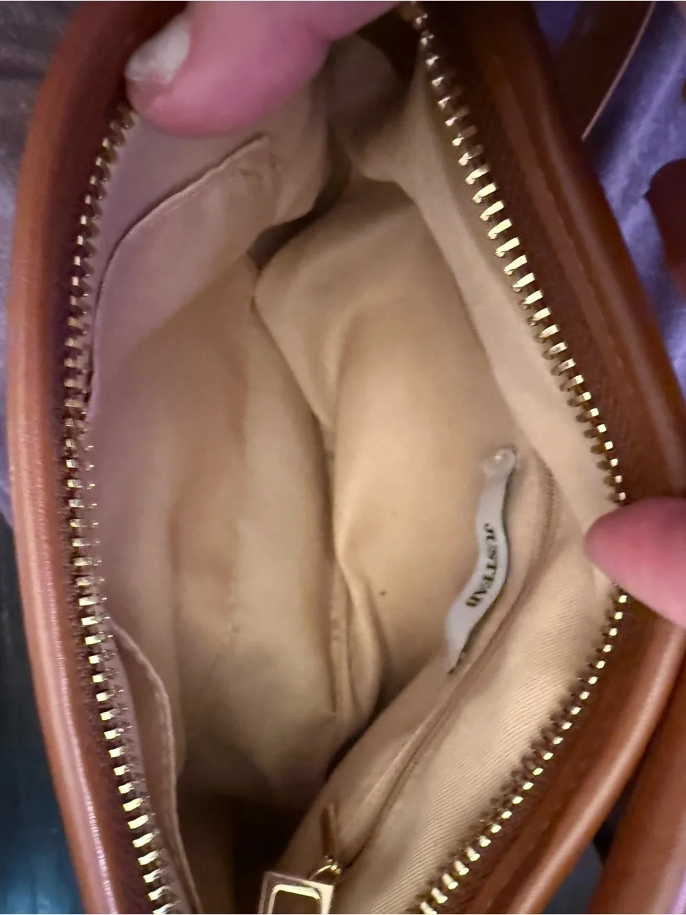 JustFab Woven Tan Shoulder Bag with Gold Hardware